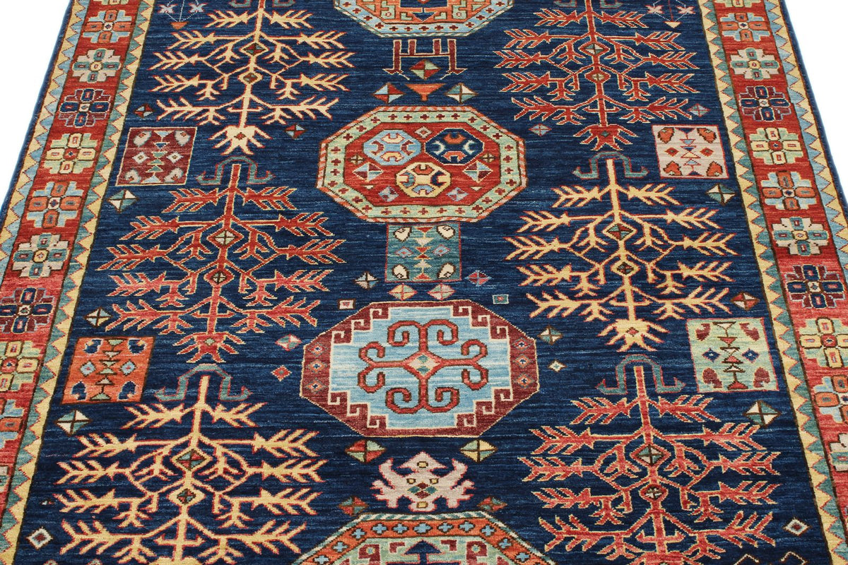 4x6 Navy and Multicolor Traditional Rug