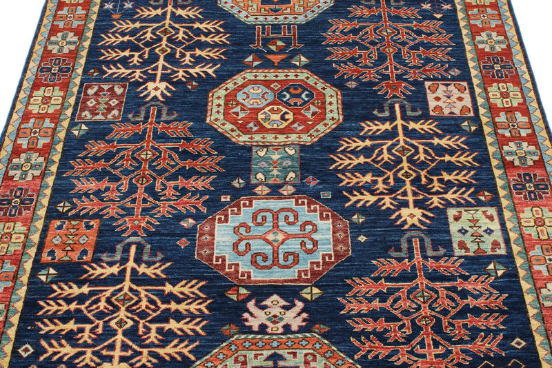 4x6 Navy and Multicolor Traditional Rug