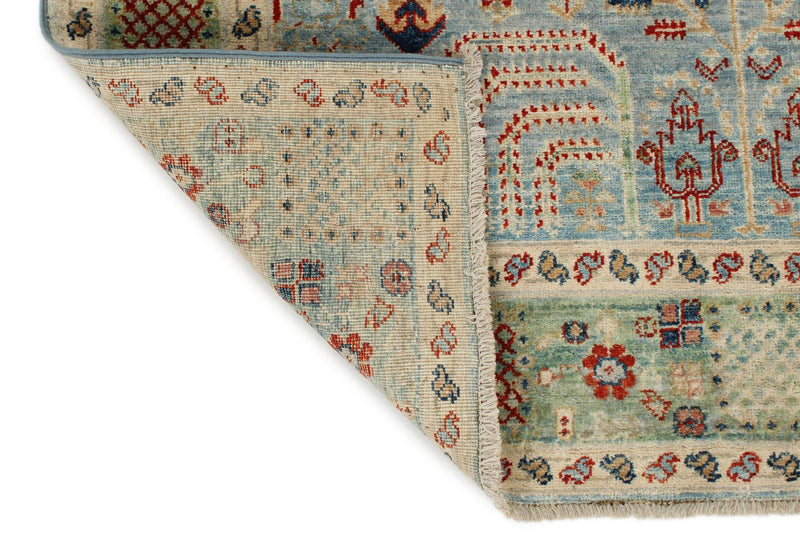 4x6 Blue and Green Traditional Rug