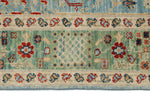 4x6 Blue and Green Traditional Rug