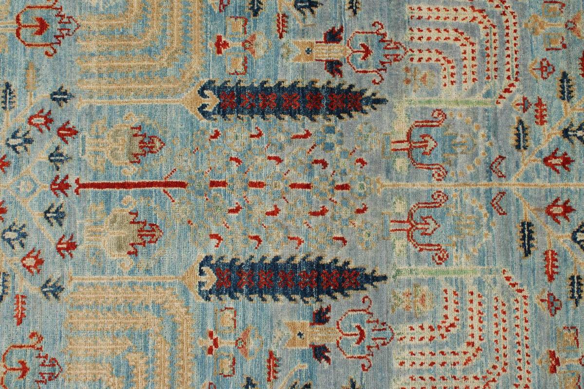 4x6 Blue and Green Traditional Rug