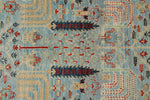 4x6 Blue and Green Traditional Rug