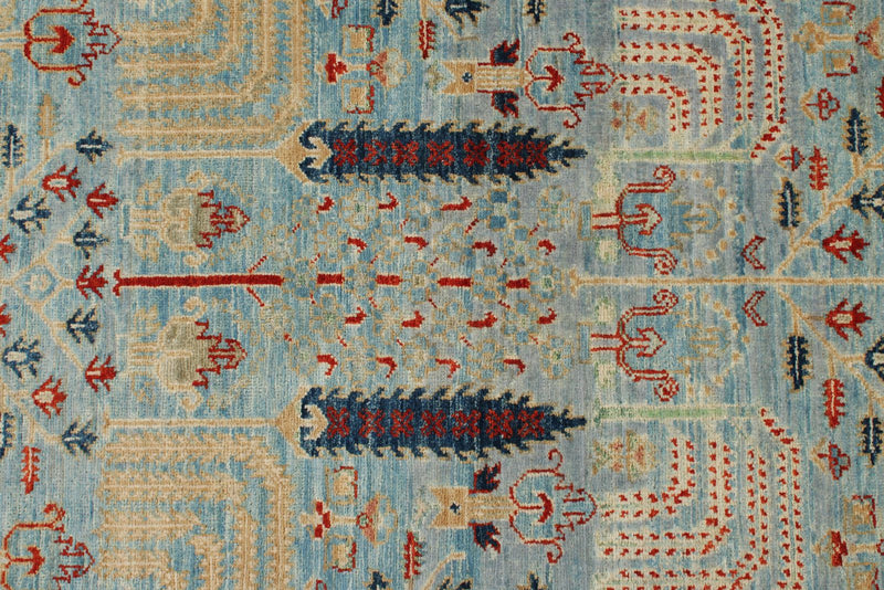 4x6 Blue and Green Traditional Rug