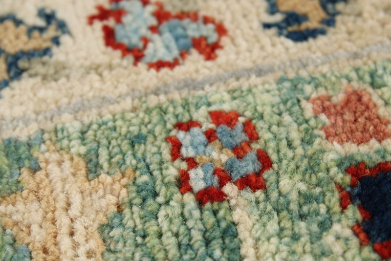 4x6 Blue and Green Traditional Rug