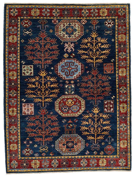 4x6 Navy and Red Traditional Rug