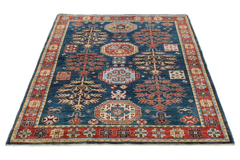 4x6 Navy and Red Traditional Rug