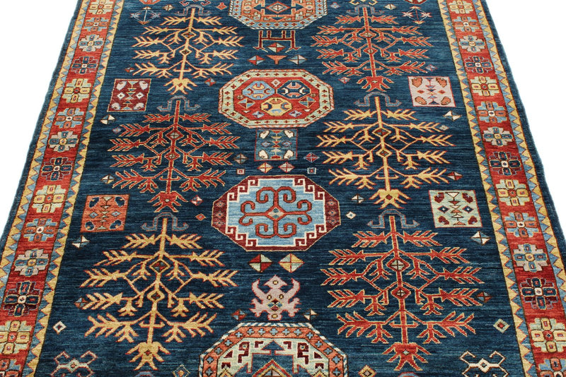 4x6 Navy and Red Traditional Rug
