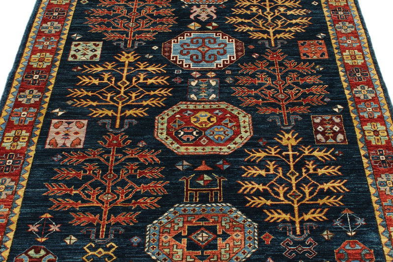 4x6 Navy and Red Traditional Rug