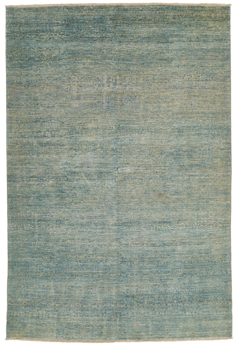 6x9 Light Blue and Beige Traditional Rug