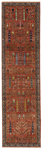 3x10 Rust and Blue Traditional Runner