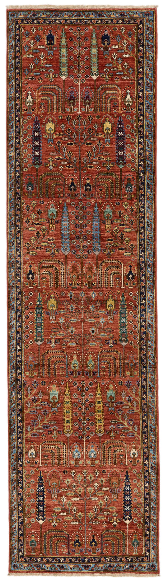 3x10 Rust and Blue Traditional Runner