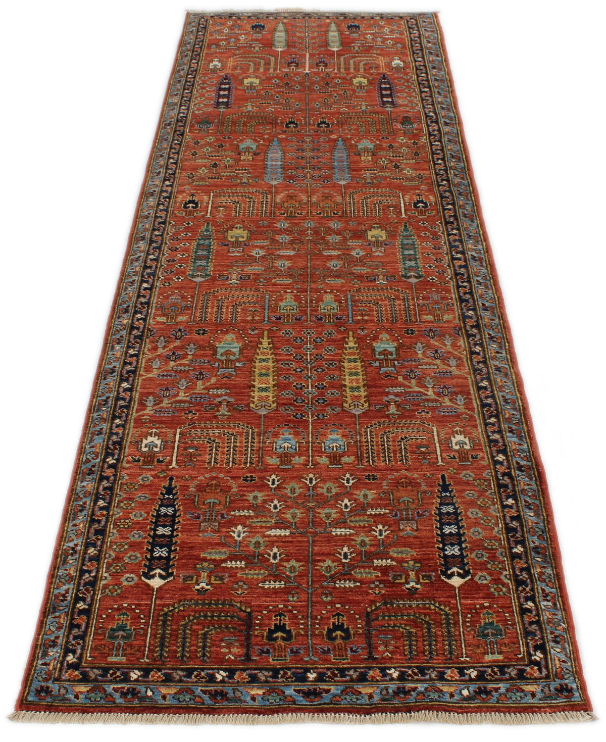 3x10 Rust and Blue Traditional Runner