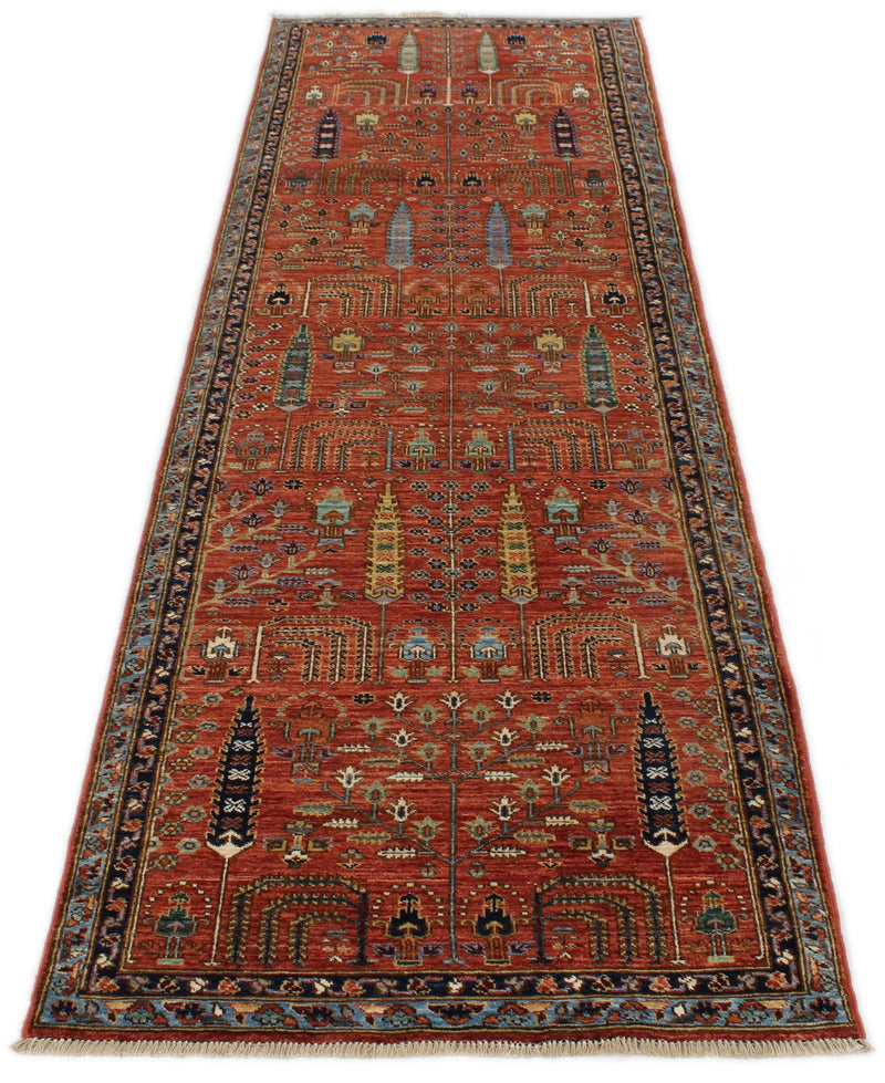 3x10 Rust and Blue Traditional Runner