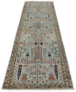 3x11 Light Blue and Multicolor Traditional Runner