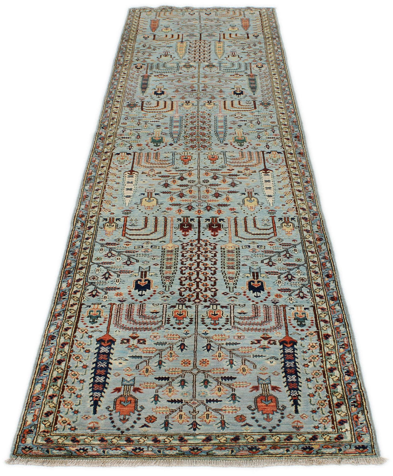 3x11 Light Blue and Multicolor Traditional Runner