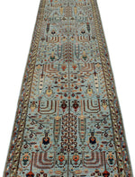 3x11 Light Blue and Multicolor Traditional Runner