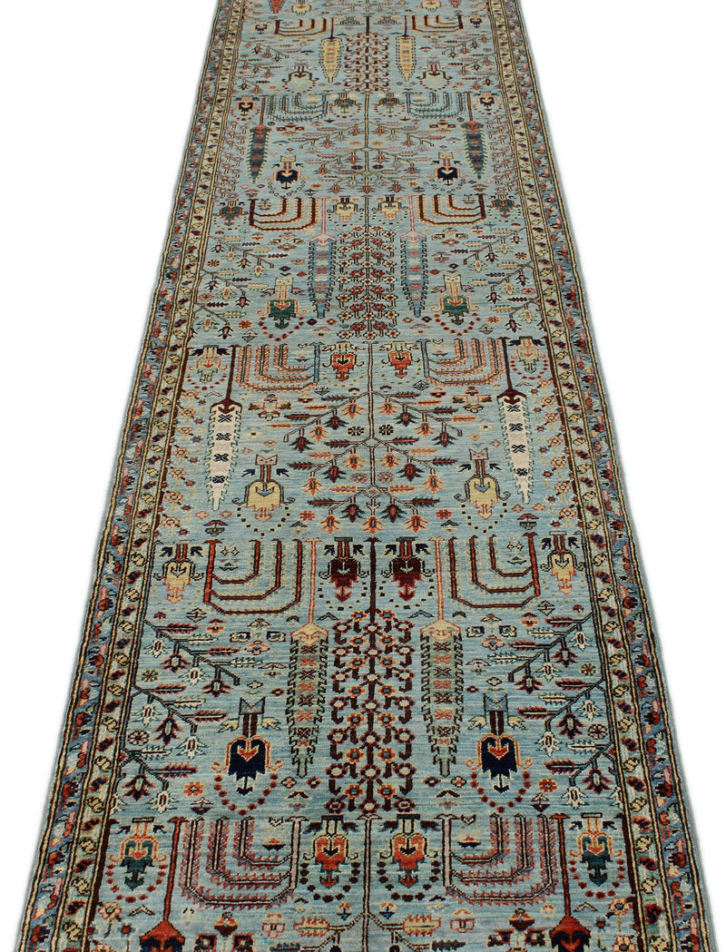 3x11 Light Blue and Multicolor Traditional Runner