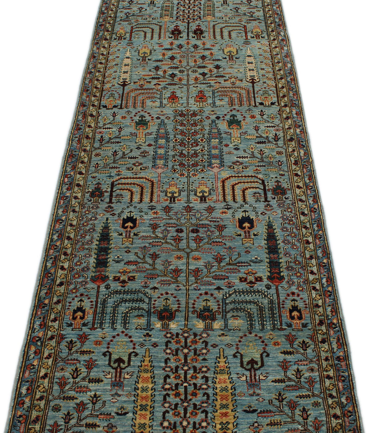 3x11 Light Blue and Multicolor Traditional Runner