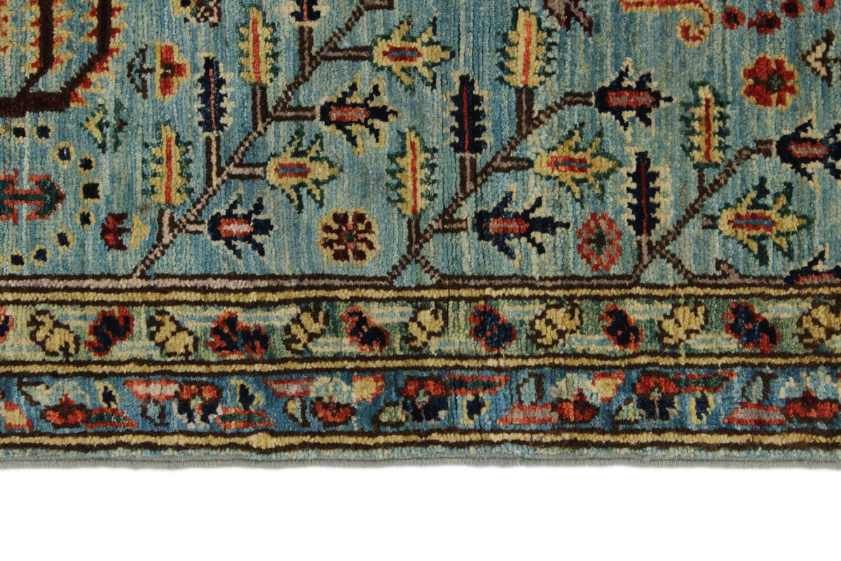 3x11 Light Blue and Multicolor Traditional Runner