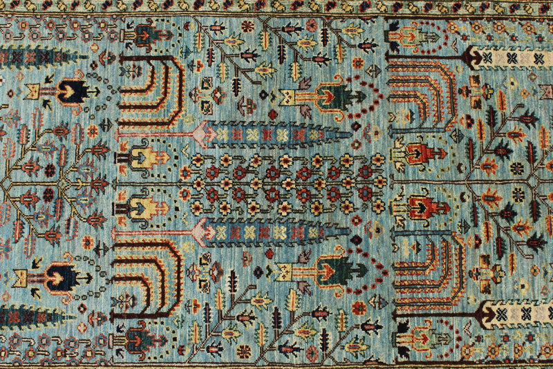3x11 Light Blue and Multicolor Traditional Runner