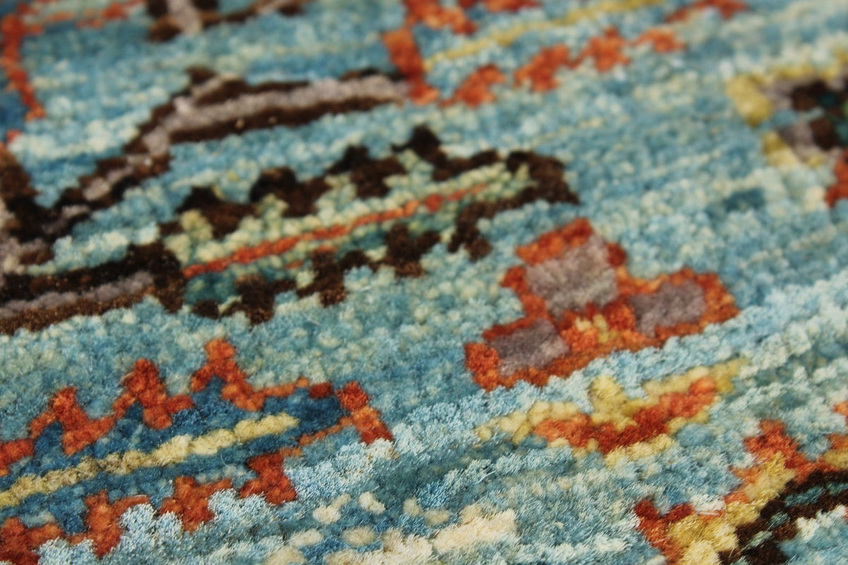 3x11 Light Blue and Multicolor Traditional Runner