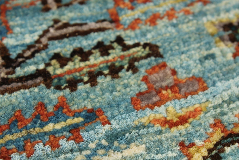3x11 Light Blue and Multicolor Traditional Runner
