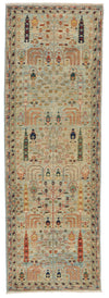 3x8 Beige and Multicolor Traditional Runner