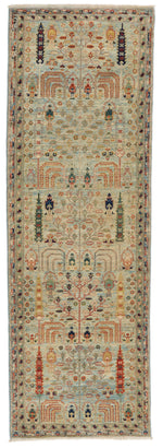3x8 Beige and Multicolor Traditional Runner