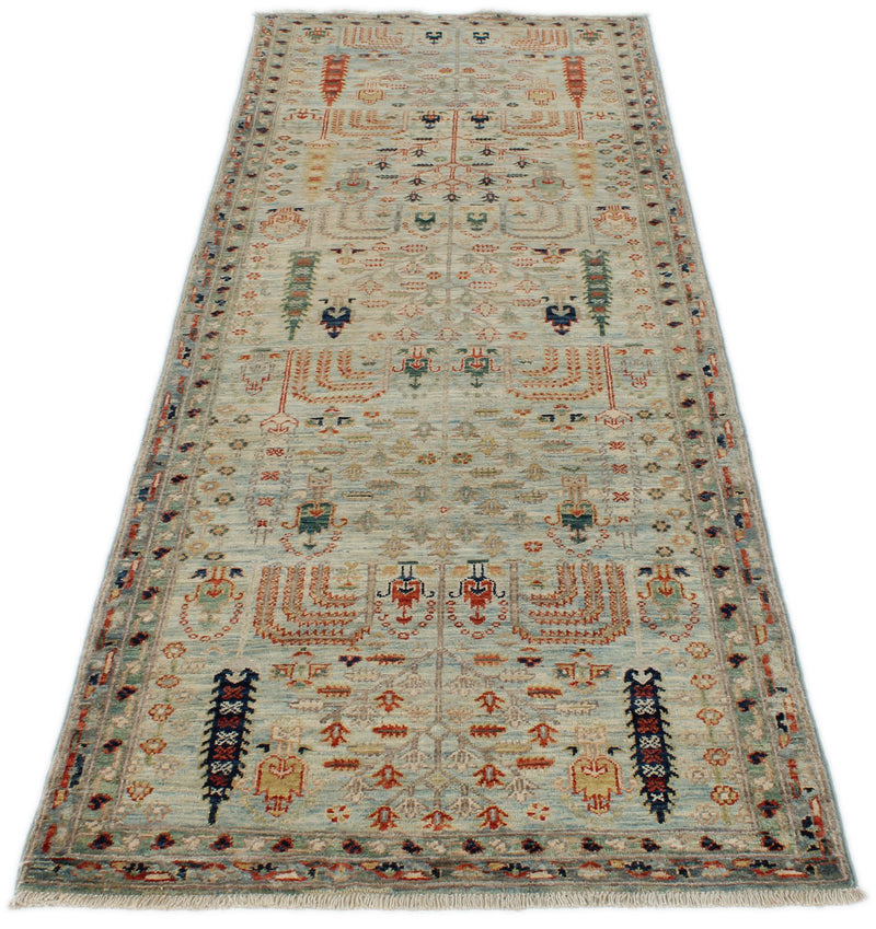 3x8 Beige and Multicolor Traditional Runner