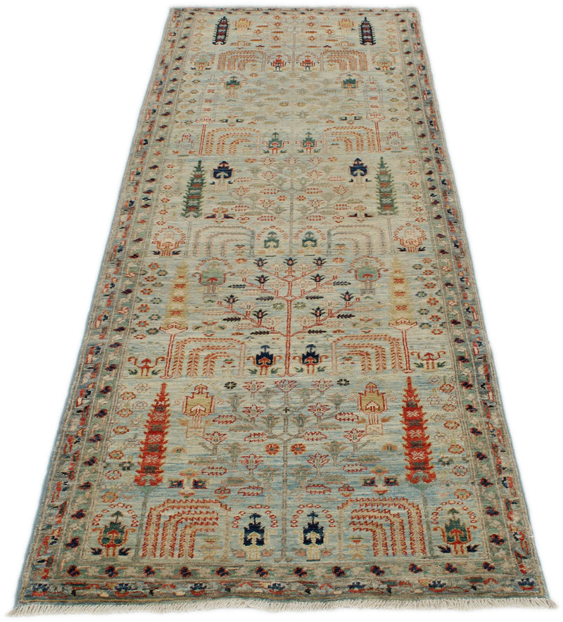 3x8 Beige and Multicolor Traditional Runner