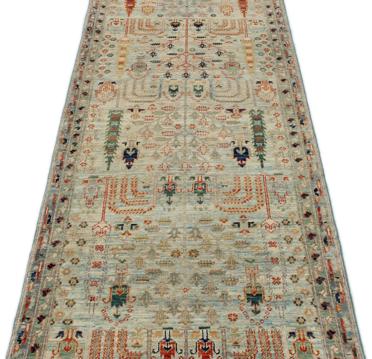 3x8 Beige and Multicolor Traditional Runner