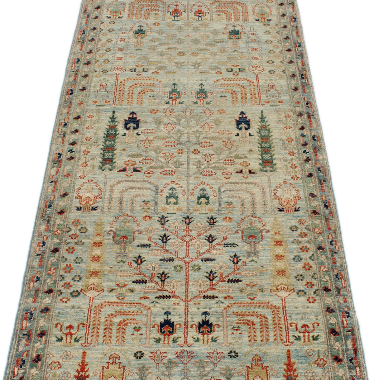3x8 Beige and Multicolor Traditional Runner