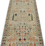 3x8 Beige and Multicolor Traditional Runner