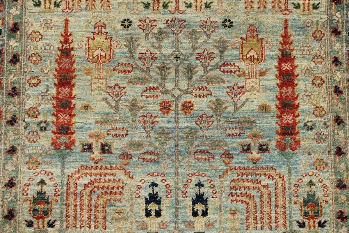 3x8 Beige and Multicolor Traditional Runner
