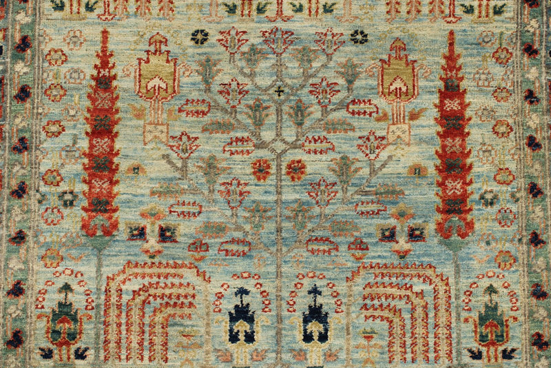 3x8 Beige and Multicolor Traditional Runner