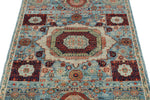 3x5 Light Blue and Ivory Turkish Tribal Rug