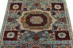 3x5 Light Blue and Ivory Turkish Tribal Rug