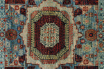 3x5 Light Blue and Ivory Turkish Tribal Rug