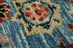 3x5 Light Blue and Ivory Turkish Tribal Rug