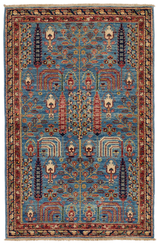 3x5 Blue and Multicolor Traditional Rug