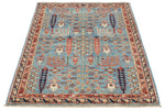 3x5 Blue and Multicolor Traditional Rug