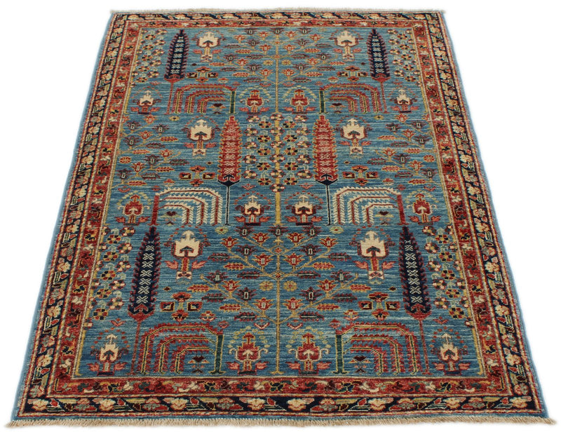 3x5 Blue and Multicolor Traditional Rug