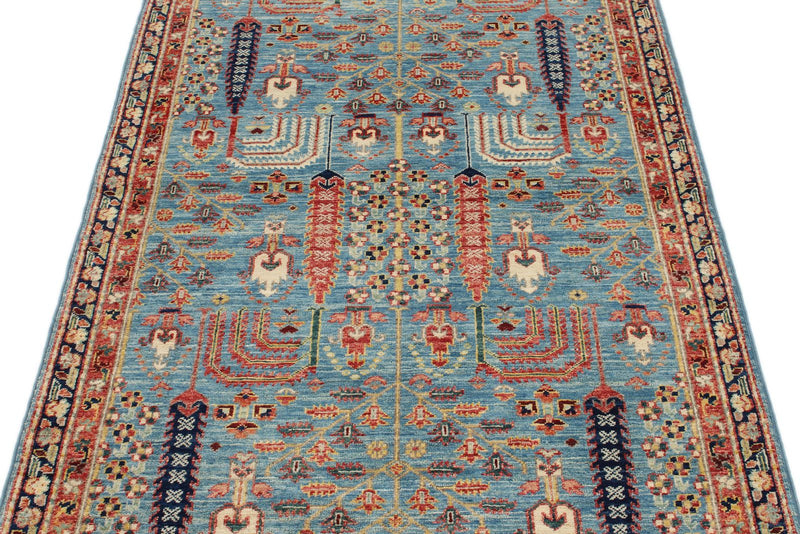 3x5 Blue and Multicolor Traditional Rug