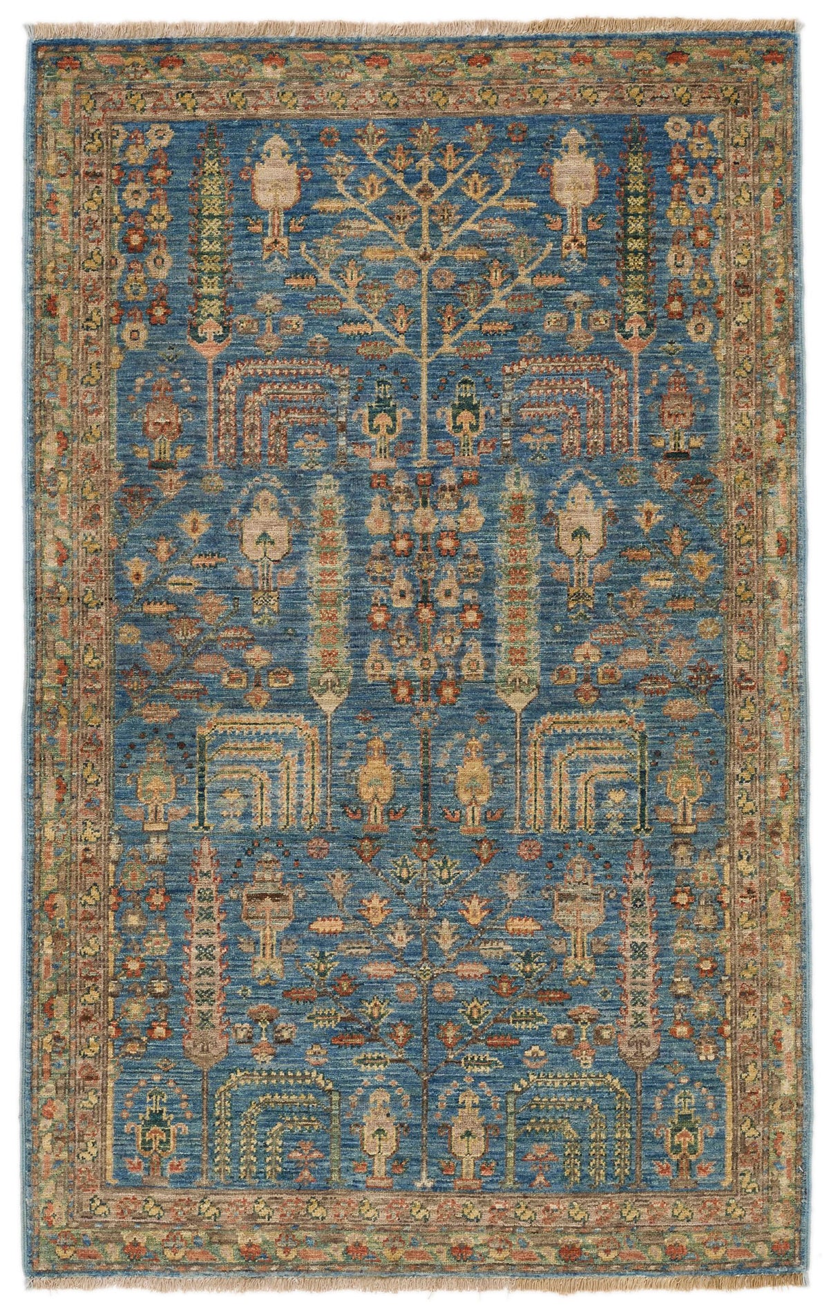 3x5 Blue and Brown Traditional Rug