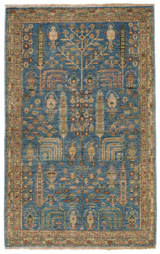 3x5 Blue and Brown Traditional Rug