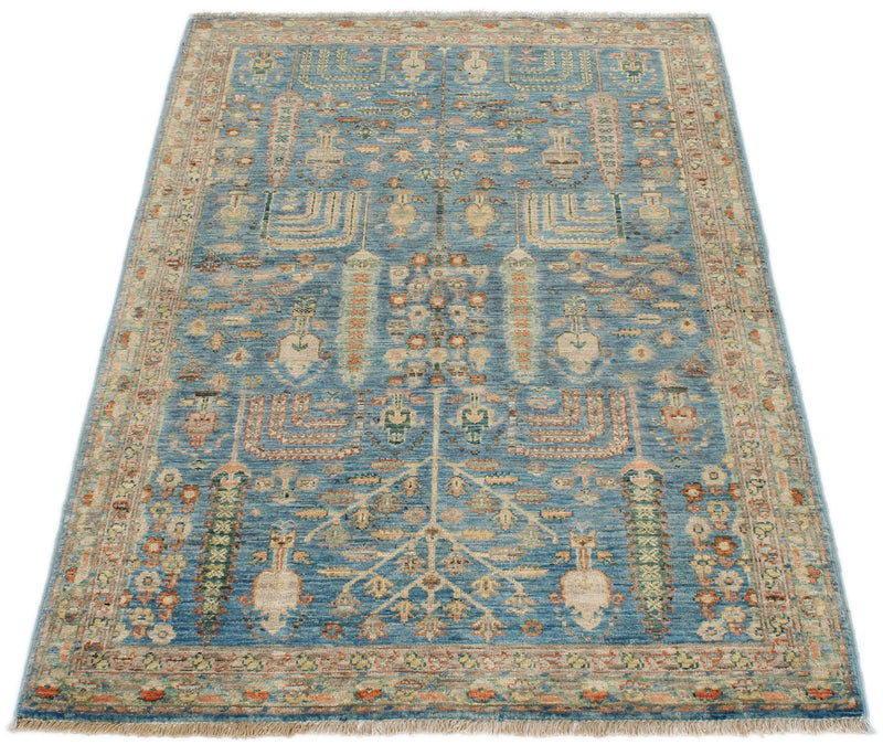3x5 Blue and Brown Traditional Rug