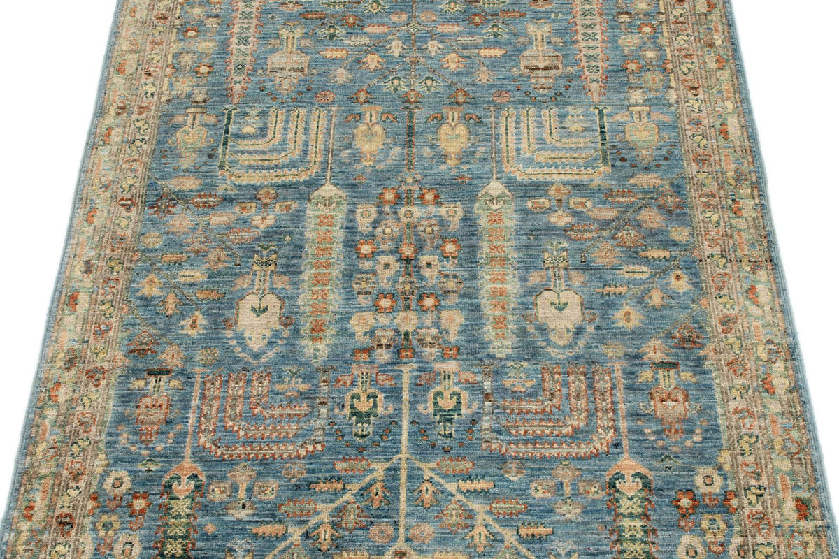 3x5 Blue and Brown Traditional Rug