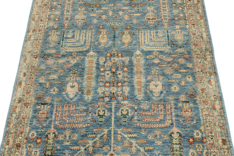 3x5 Blue and Brown Traditional Rug