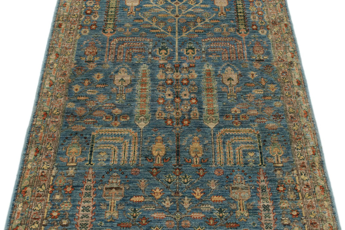 3x5 Blue and Brown Traditional Rug