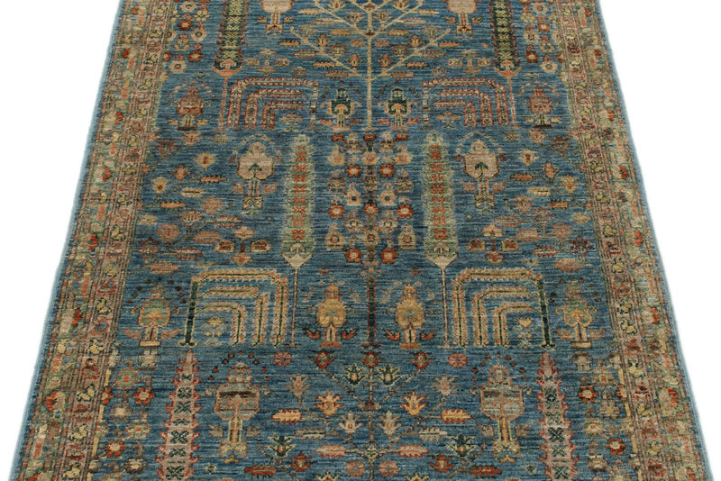 3x5 Blue and Brown Traditional Rug